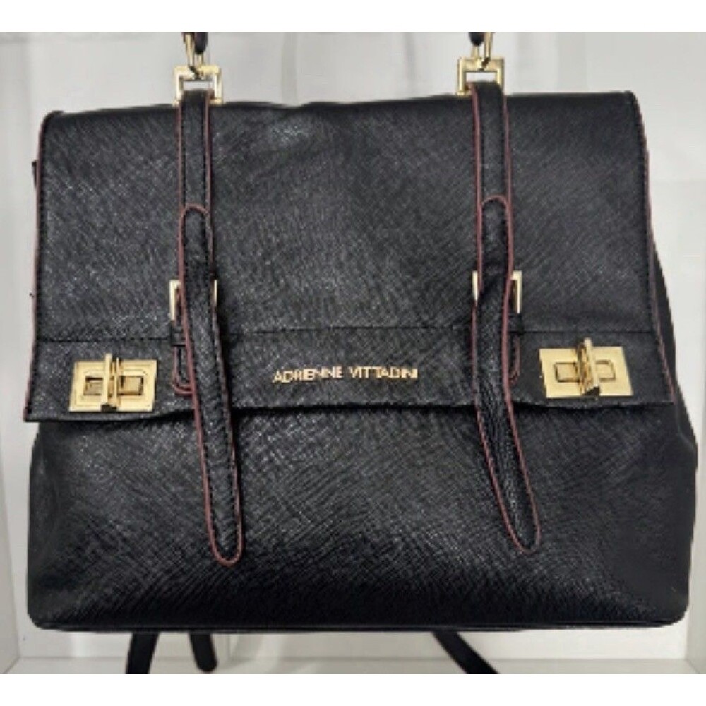 Adrienne Vittadini Black Leather Handbag Excellent Condition, Place A Bid.